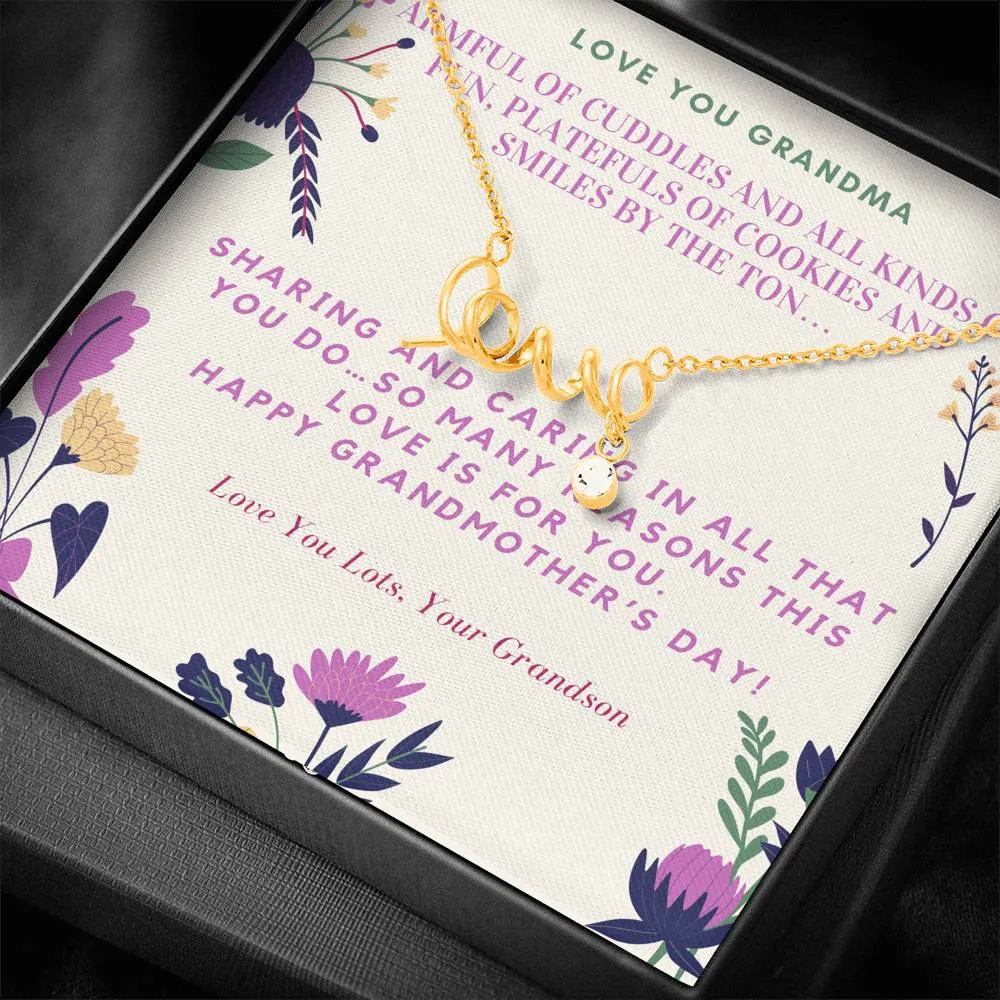 An armful of cuddles-Scripted Love Necklace for Grandma, From Grandson