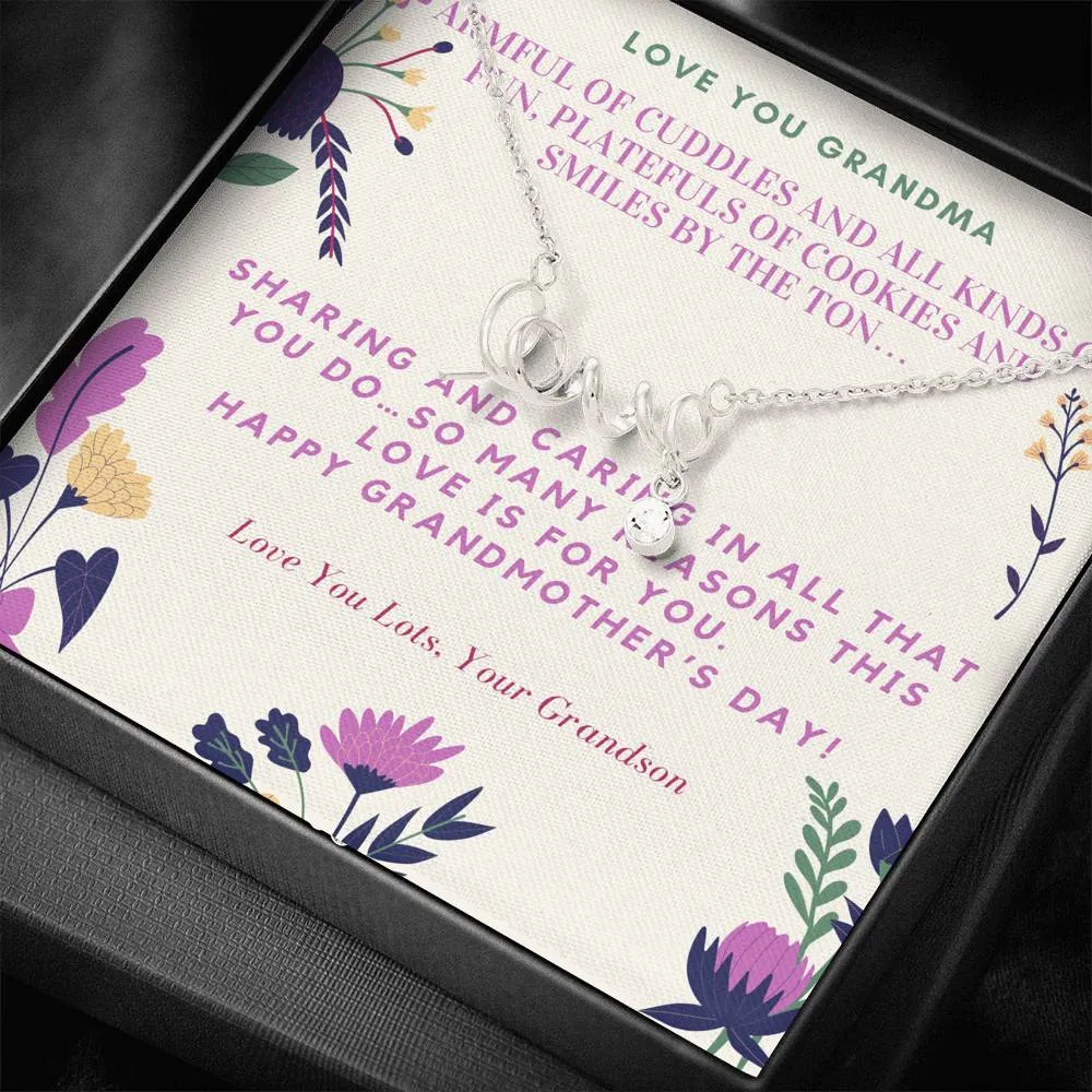 An armful of cuddles-Scripted Love Necklace for Grandma, From Grandson