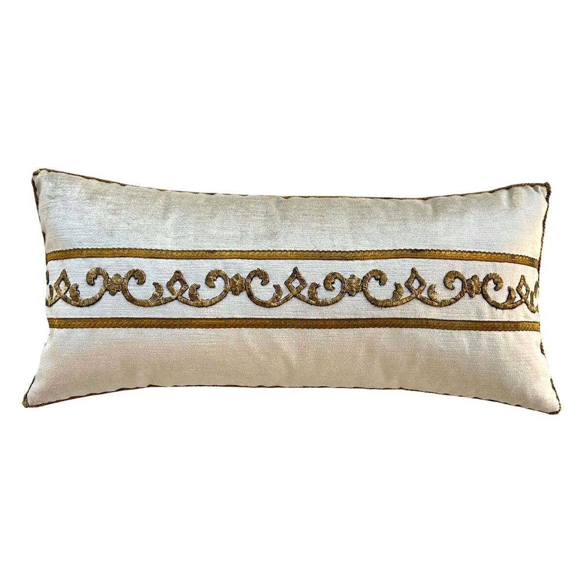 Antique Ottoman Empire Raised Gold Metallic Embroidery (#E082823 | 12 x 25 1/2")