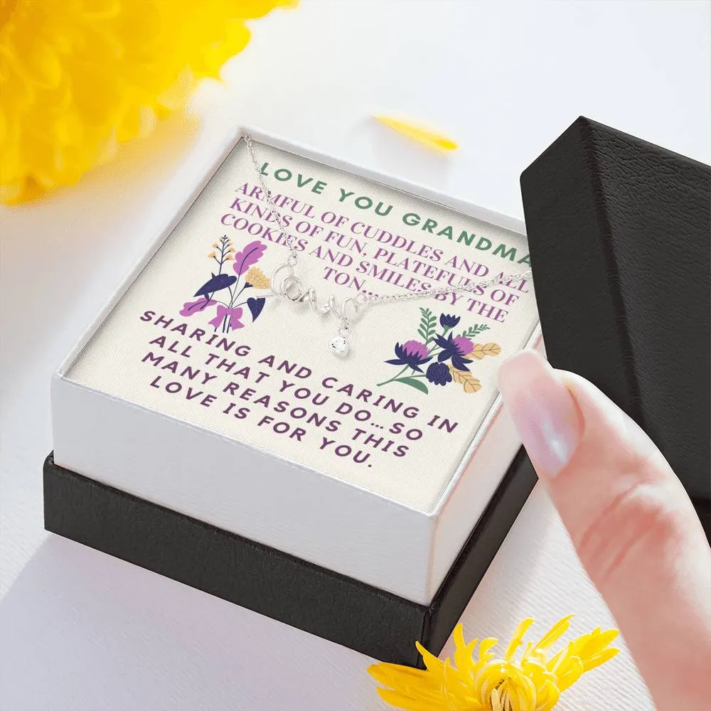 Armful of cuddles-Scripted Love Necklace for Grandma
