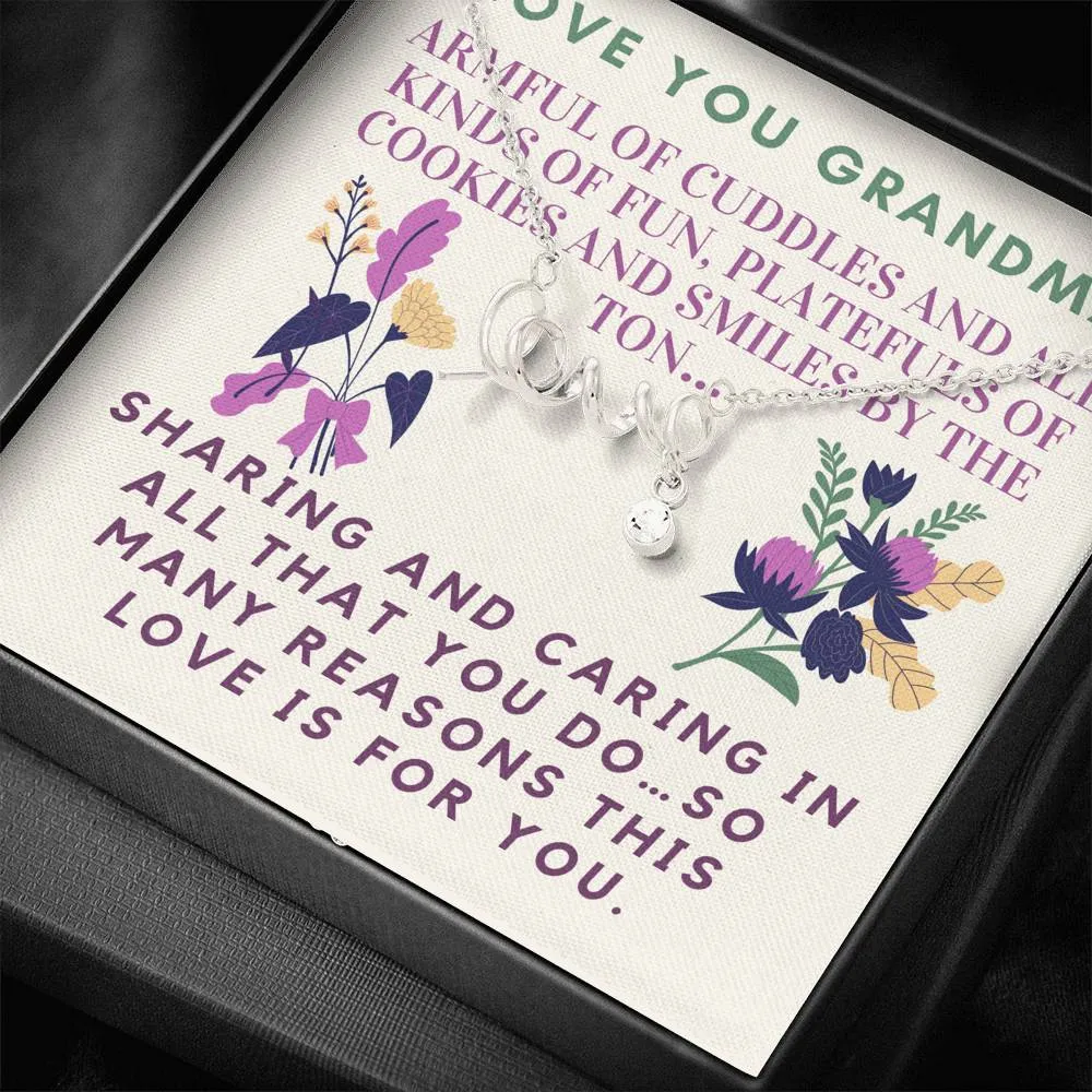 Armful of cuddles-Scripted Love Necklace for Grandma
