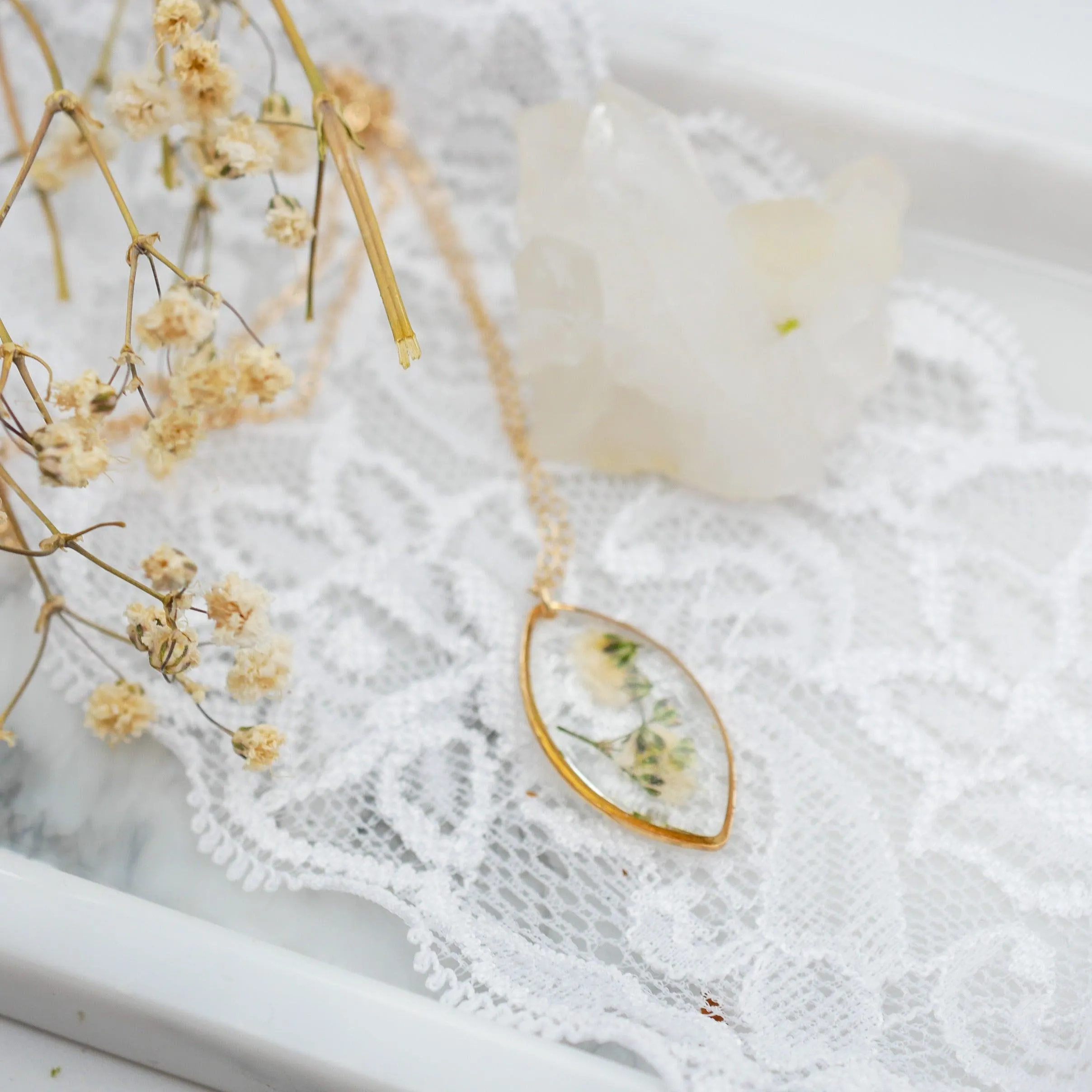 Baby's Breath Marquise Necklace
