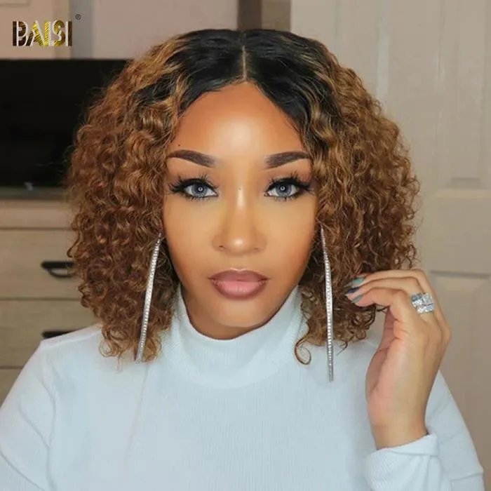 BAISI Color Bob Wig Wavy Hair Human Hair ( Shop by Look 3)  ON SALE