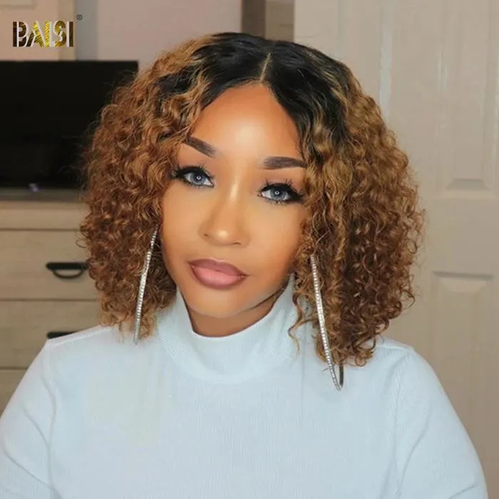 BAISI Color Bob Wig Wavy Hair Human Hair ( Shop by Look 3)  ON SALE