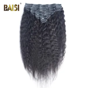 BAISI Kinky Straight Clip Ins Hair Extensions 8Pcs And 120g/Set