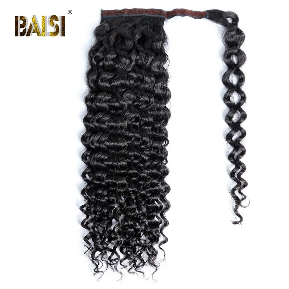 BAISI Ponytail Clip In Human Hair Extensions For Black Women
