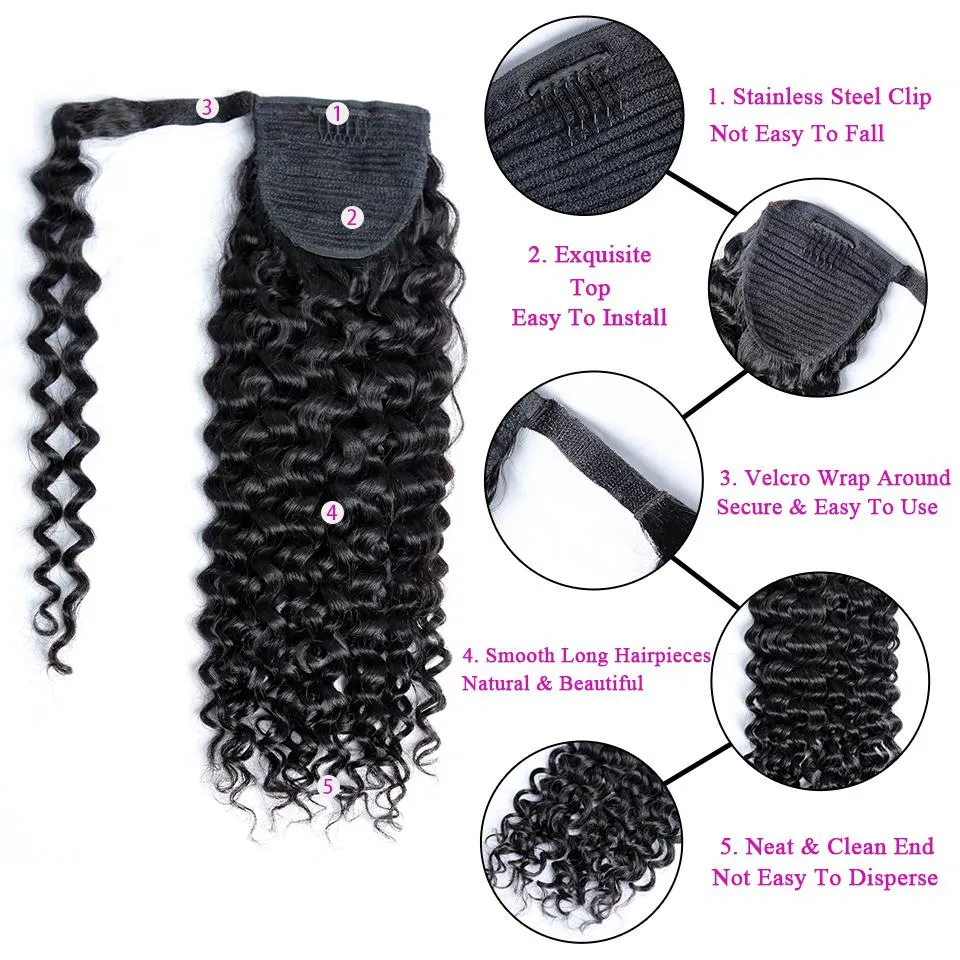 BAISI Ponytail Clip In Human Hair Extensions For Black Women