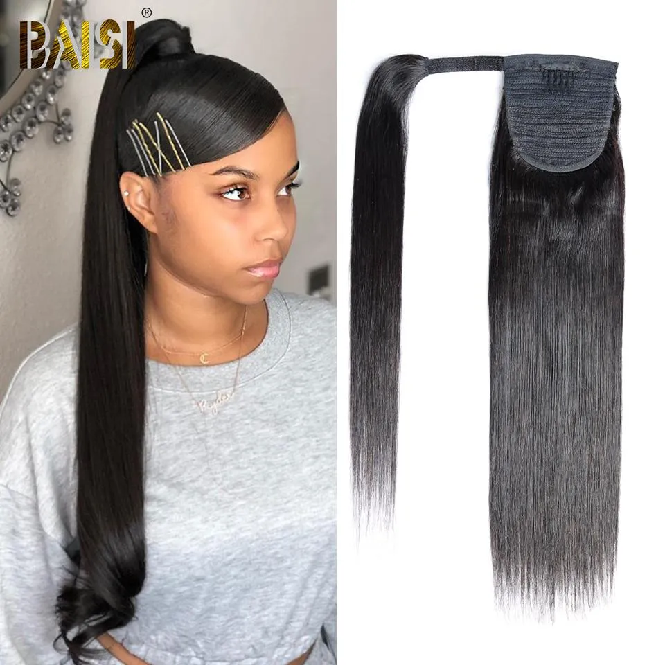 BAISI Ponytail Clip In Human Hair Extensions For Black Women