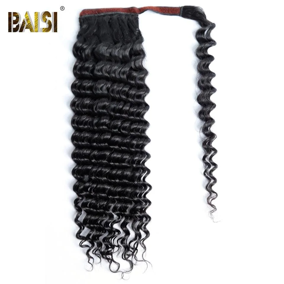 BAISI Ponytail Clip In Human Hair Extensions For Black Women