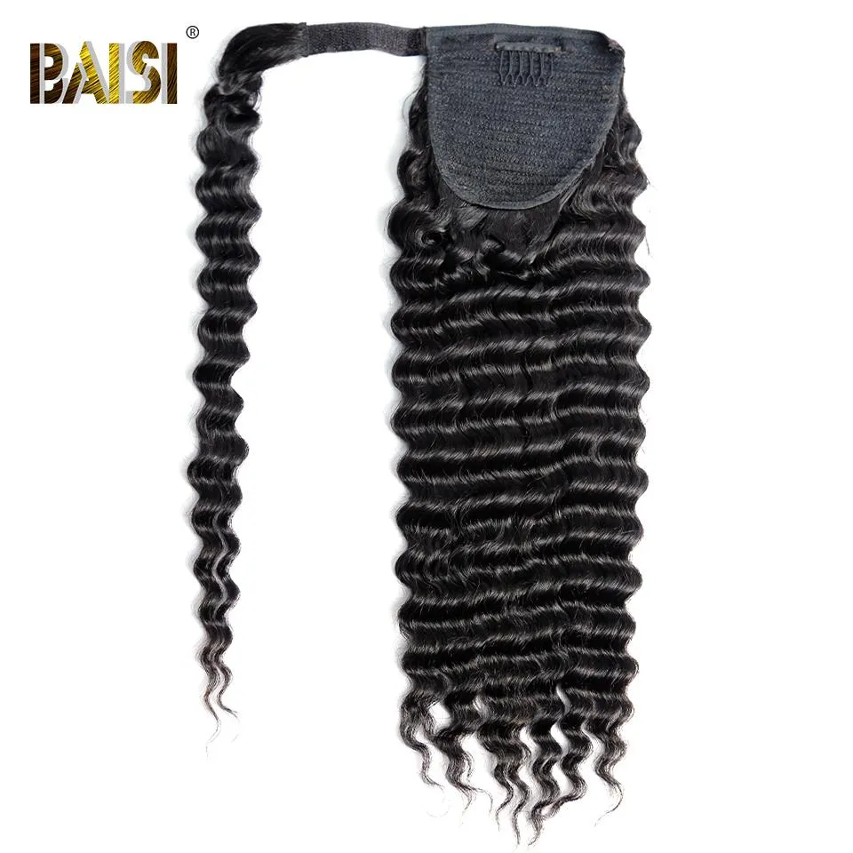 BAISI Ponytail Clip In Human Hair Extensions For Black Women