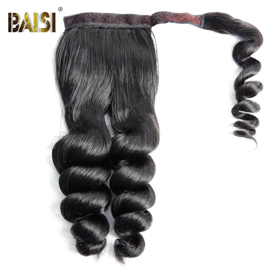 BAISI Ponytail Clip In Human Hair Extensions For Black Women