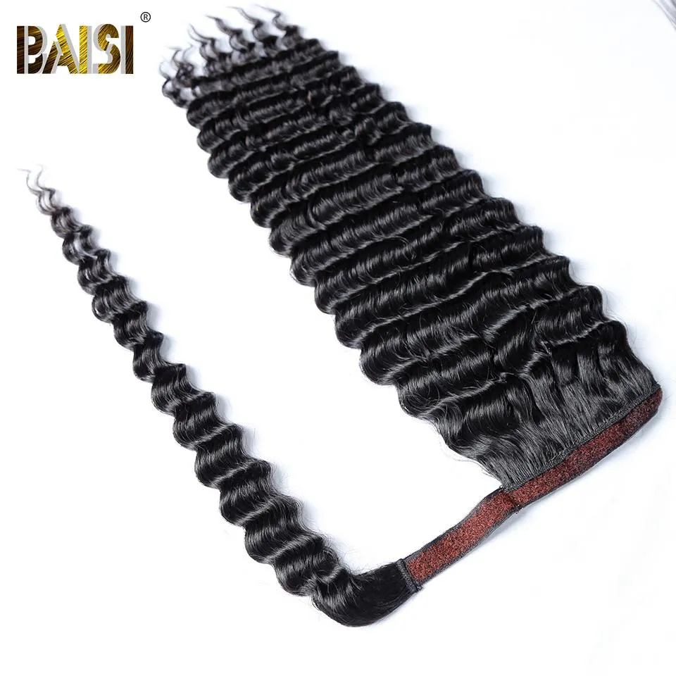 BAISI Ponytail Clip In Human Hair Extensions For Black Women