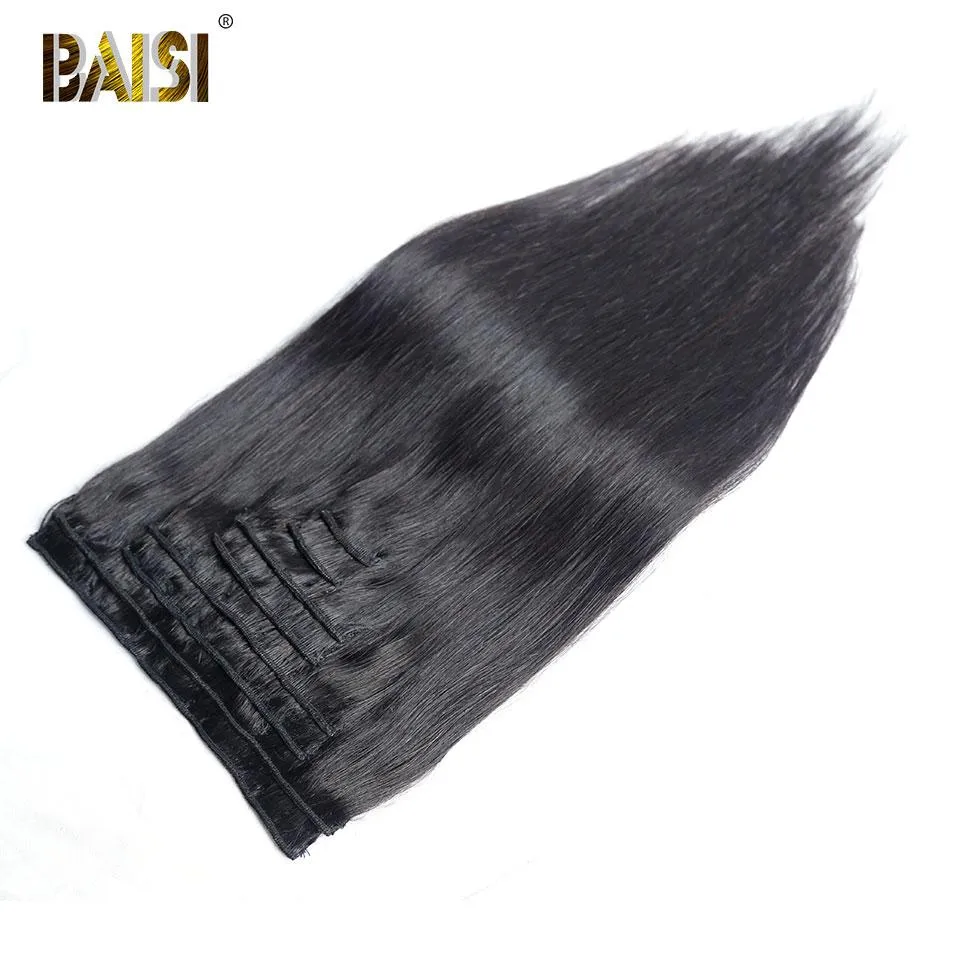 BAISI Straight Clip Ins Hair Extensions 8Pcs And 120g/Set