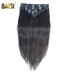 BAISI Straight Clip Ins Hair Extensions 8Pcs And 120g/Set