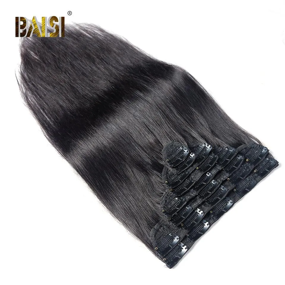 BAISI Straight Clip Ins Hair Extensions 8Pcs And 120g/Set