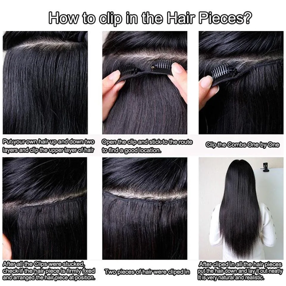 BAISI Straight Clip Ins Hair Extensions 8Pcs And 120g/Set