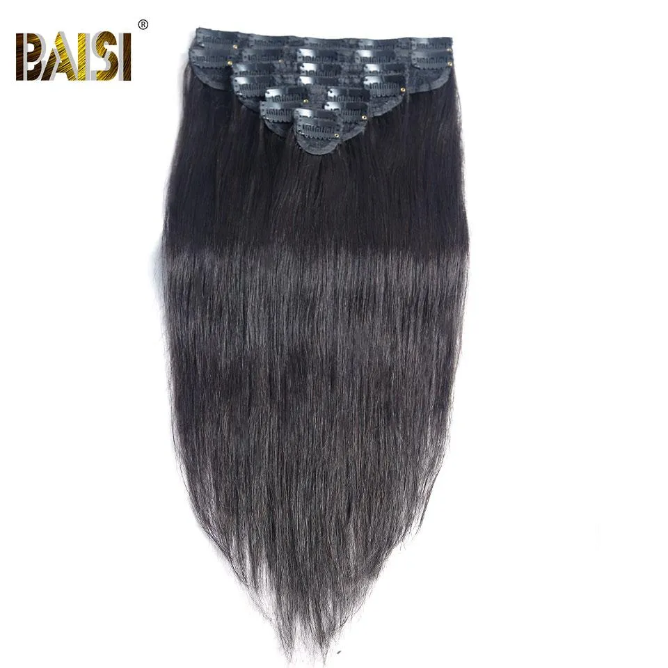 BAISI Straight Clip Ins Hair Extensions 8Pcs And 120g/Set
