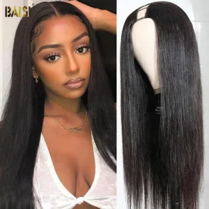 BAISI U Part Wig Straight 100% Human Hair Wigs