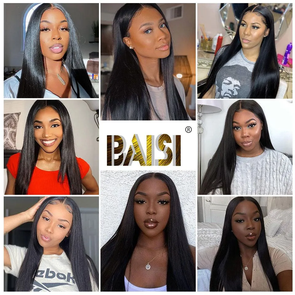 BAISI U Part Wig Straight 100% Human Hair Wigs