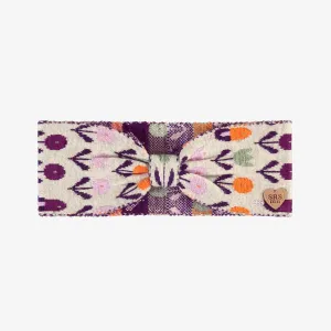 Bandeau crème à motif jaquard en tricot, enfant || Cream headband with jaquard pattern in knit, child