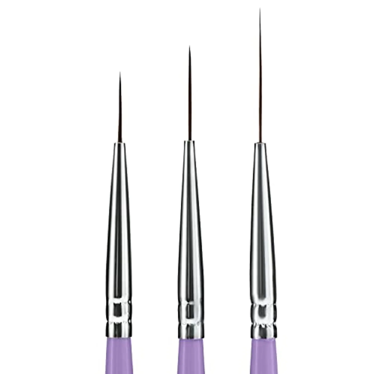 Beaute Galleria 3 Pieces Nail Art Long Striper Brush Set (12mm, 16mm, 22mm) for Thin Long Fine Line, Detailer, Striping, Color Block, One Stroke