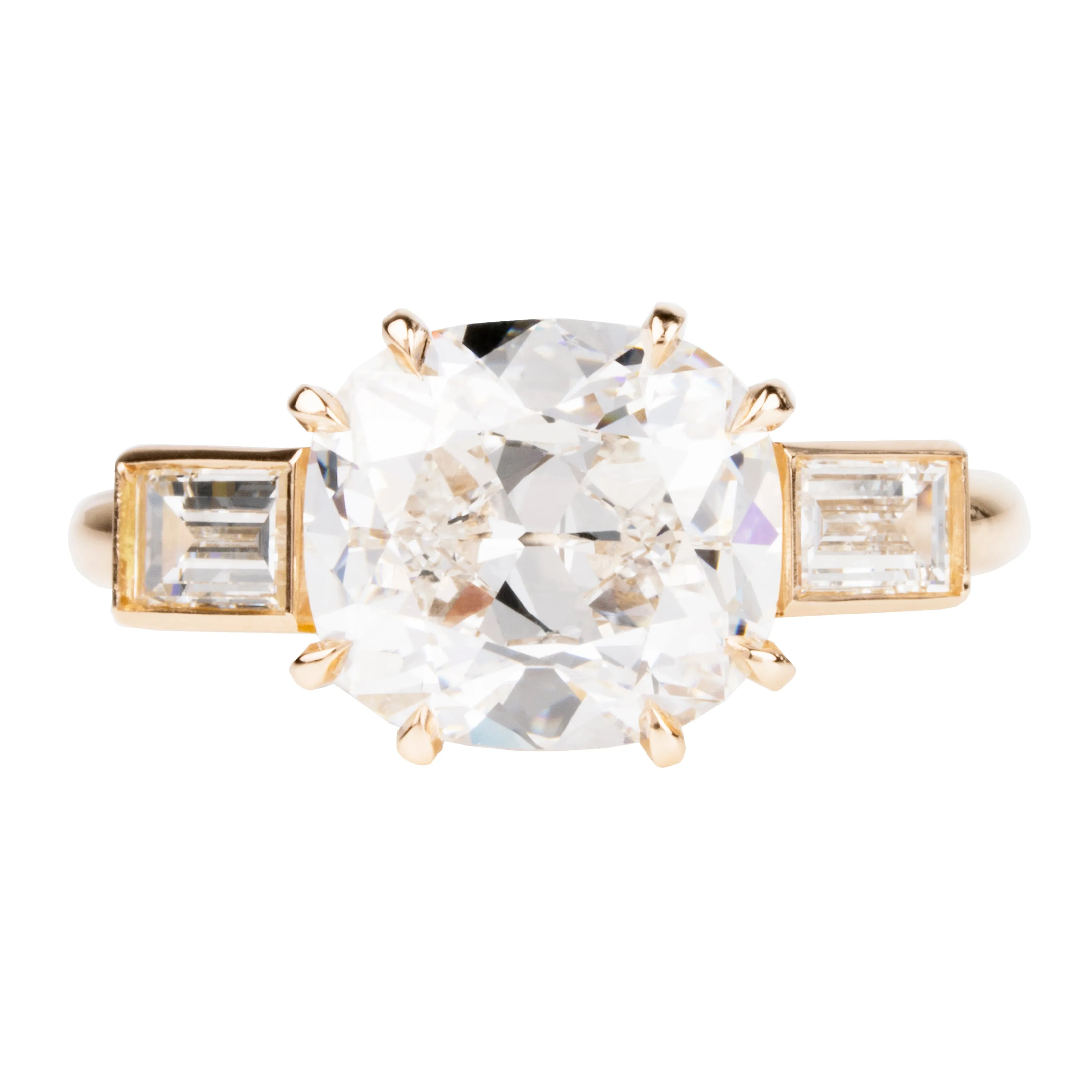 Bell & Bird 3  carat Old Mine Cut Diamond Ring