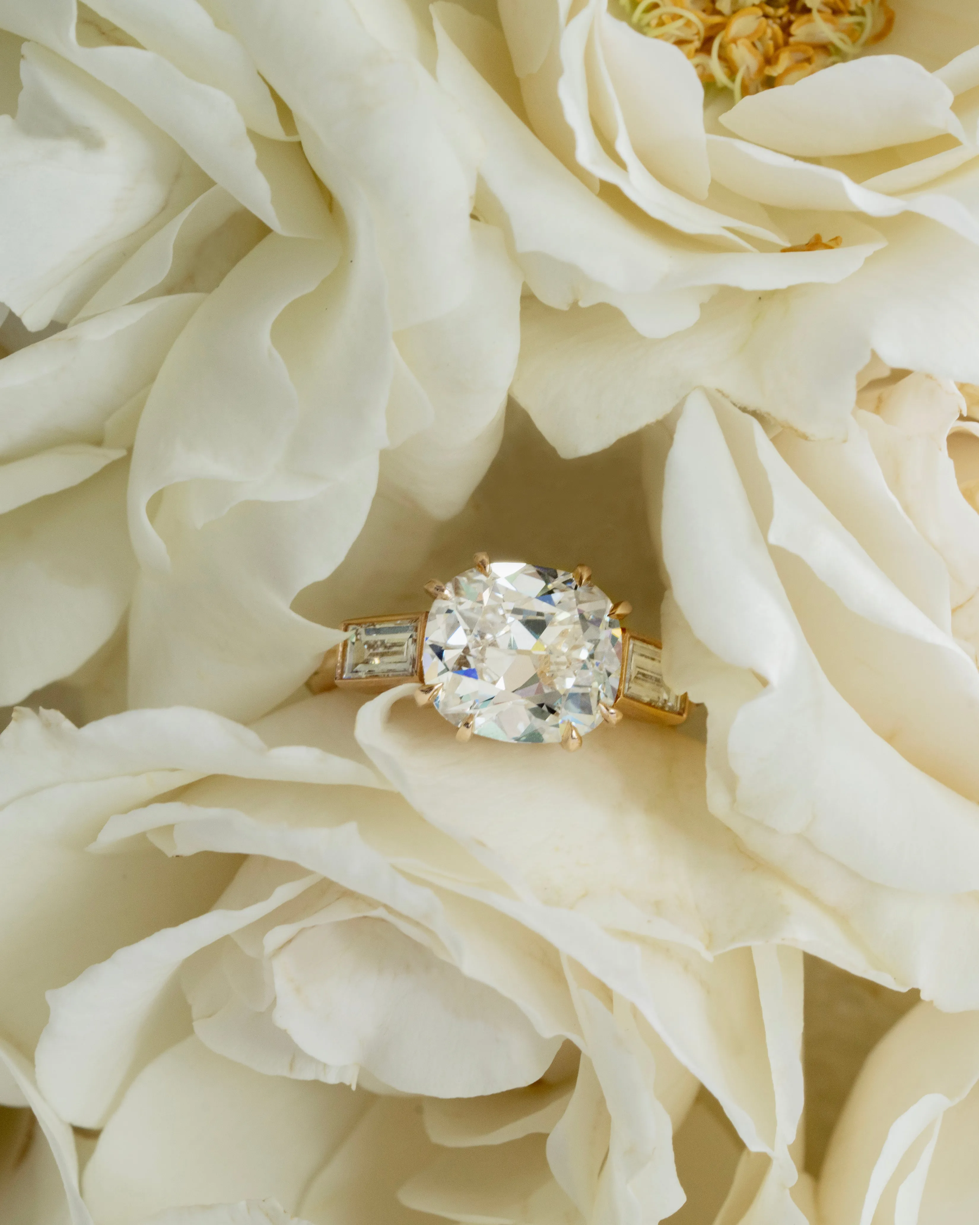 Bell & Bird 3  carat Old Mine Cut Diamond Ring