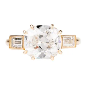 Bell & Bird 3  carat Old Mine Cut Diamond Ring