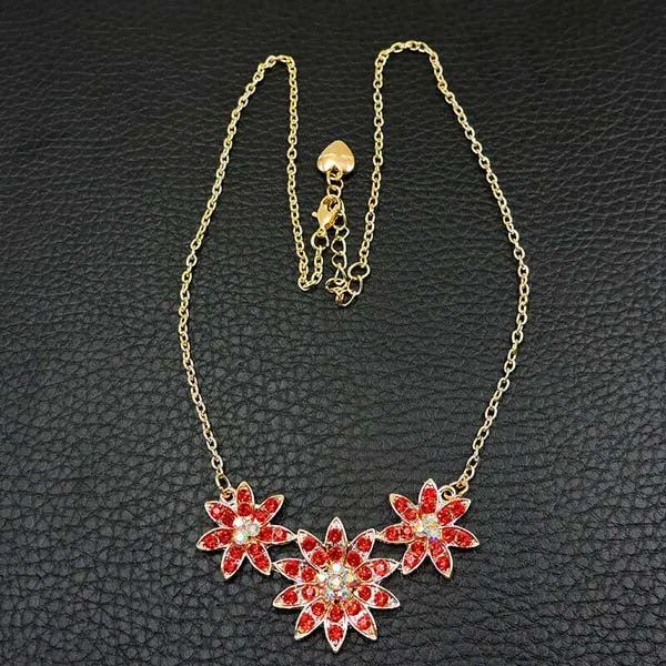 Betsey Johnson Dainty Flower Red Crystal Necklace