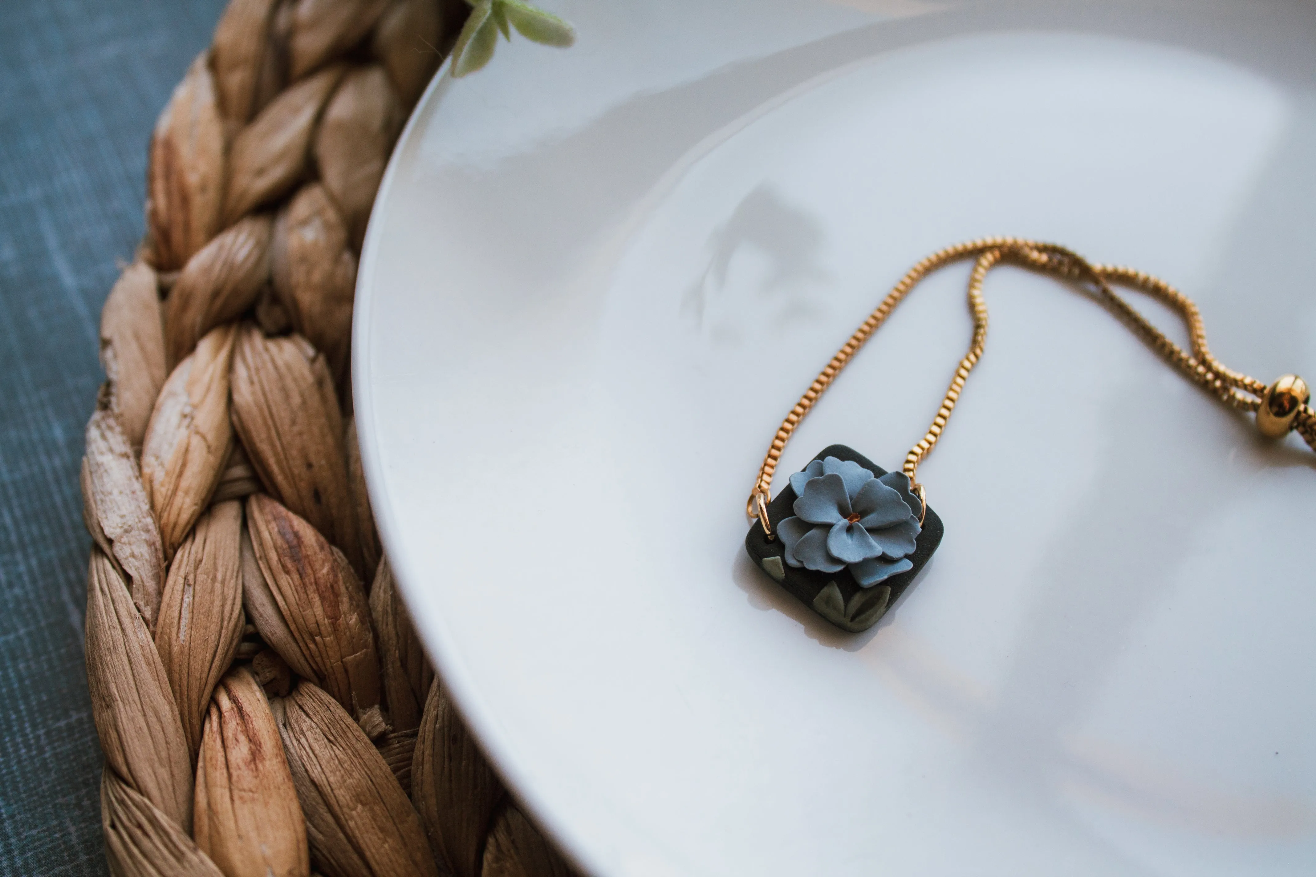 Black Floral Adjustable Bracelet
