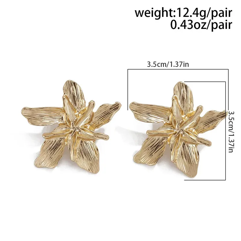 Blooming Flowers Vintage Piercing Earrings for Lady