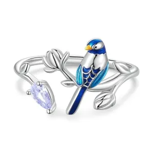Blue Bird Dainty Leaf Open Ring