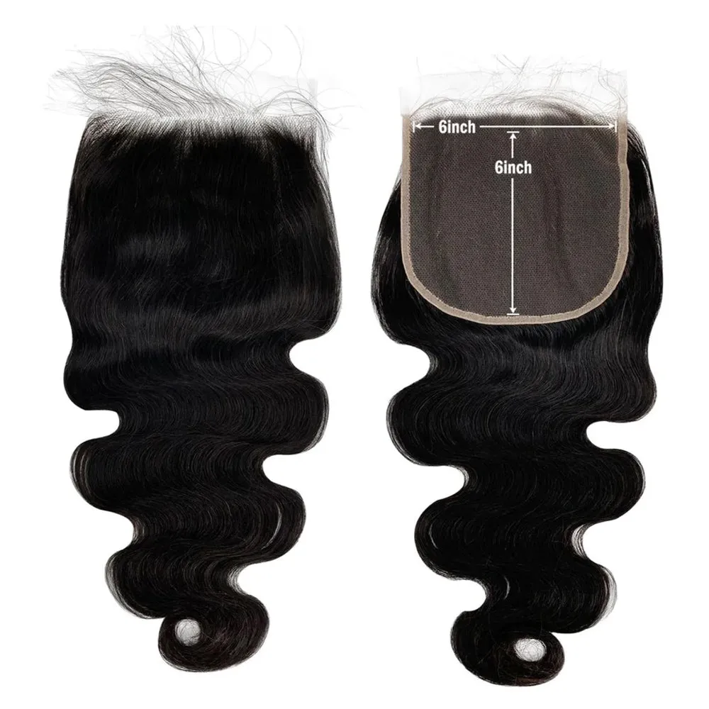Body Wave 4 Bundles With 6x6 Closure 100% Unprocessed Virgin Human Hair