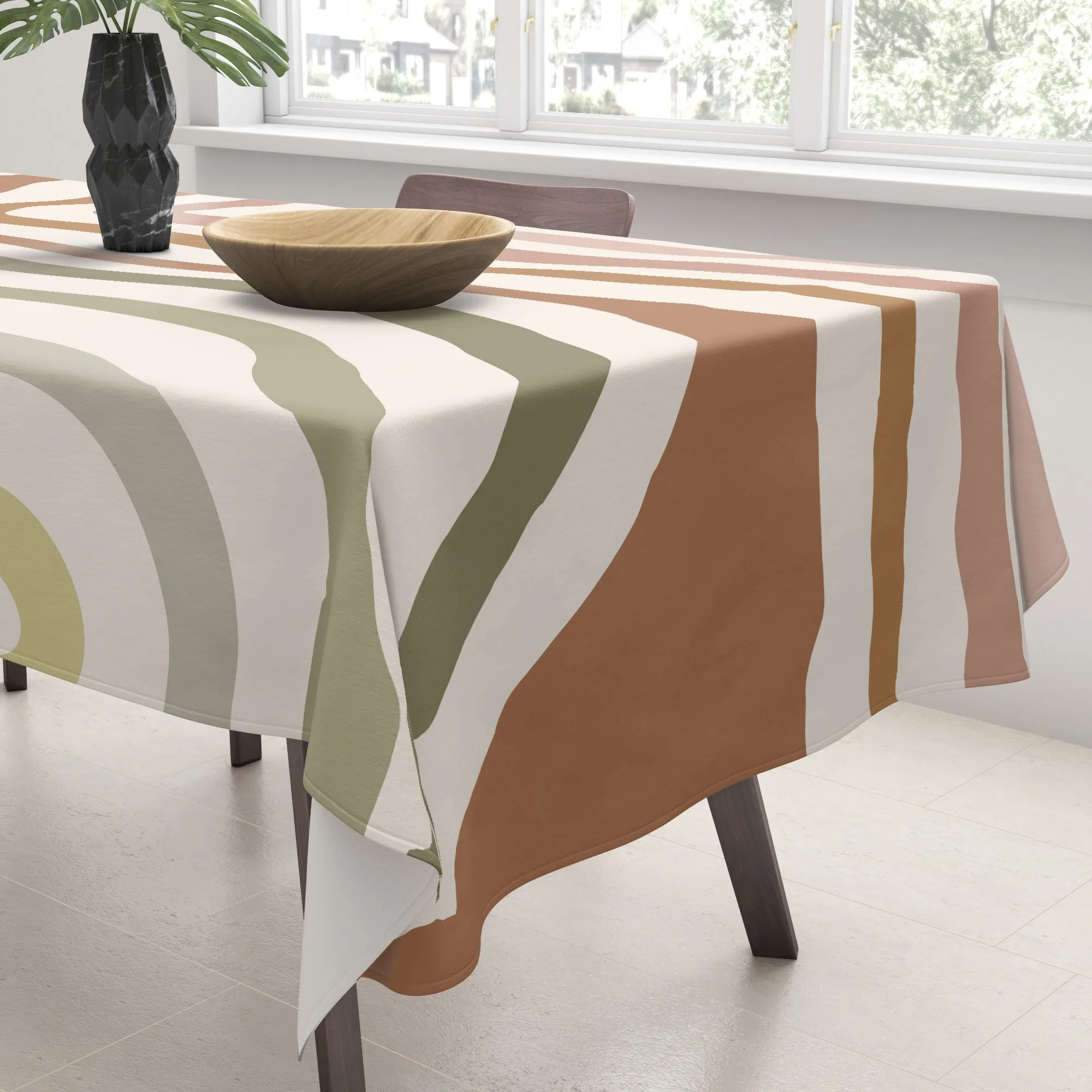 Bold Curvature Stripes I Tablecloth