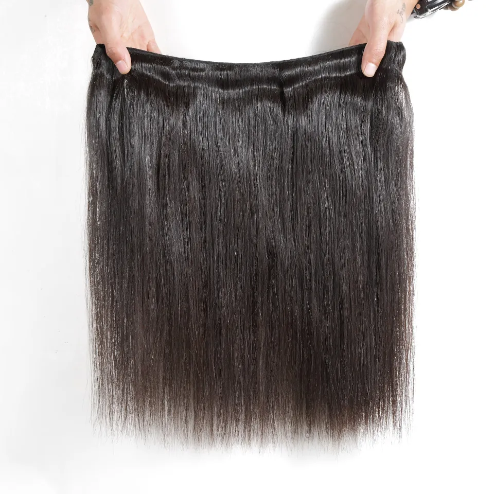 Bone Straight Human Hair 4 Bundles With 13X4 Lace Frontal 100% Remy Human Hair Extension