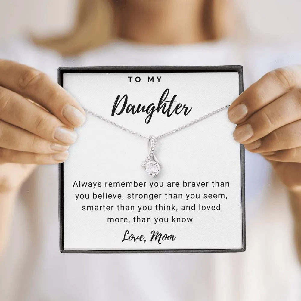 Braver, Stronger, Smarter-Alluring Beauty Solitaire Necklace for Daughter