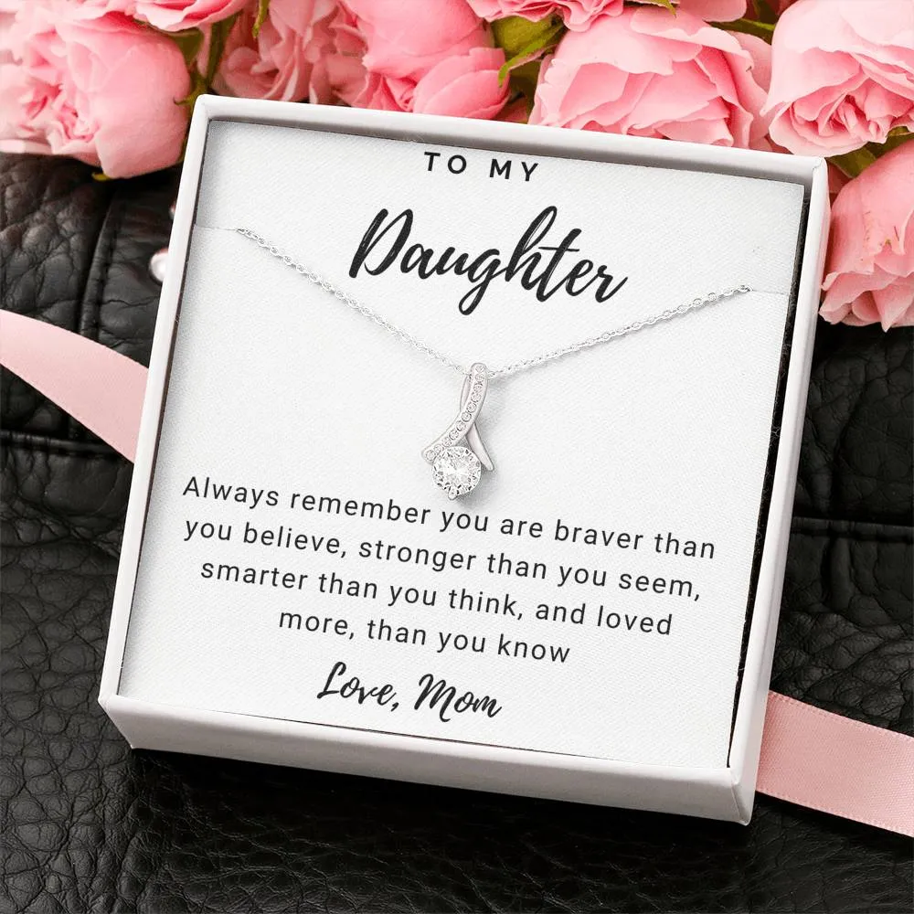 Braver, Stronger, Smarter-Alluring Beauty Solitaire Necklace for Daughter