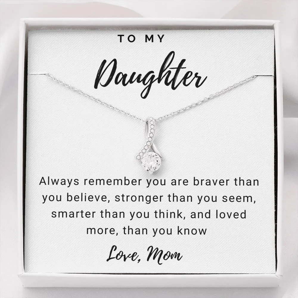 Braver, Stronger, Smarter-Alluring Beauty Solitaire Necklace for Daughter