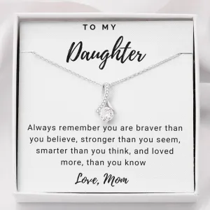 Braver, Stronger, Smarter-Alluring Beauty Solitaire Necklace for Daughter