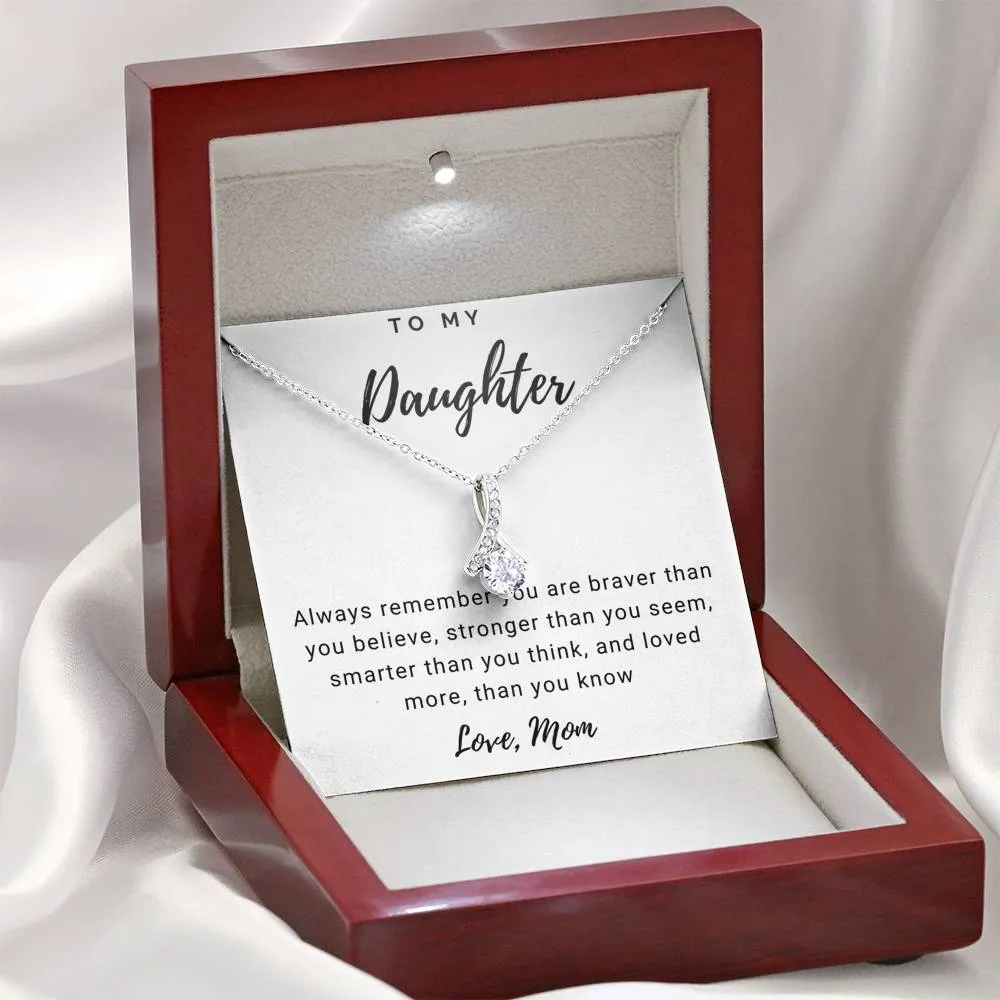 Braver, Stronger, Smarter-Alluring Beauty Solitaire Necklace for Daughter