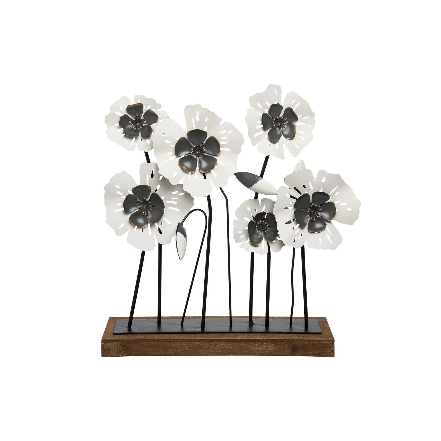 Bunch of Black & White Flowers on Stand