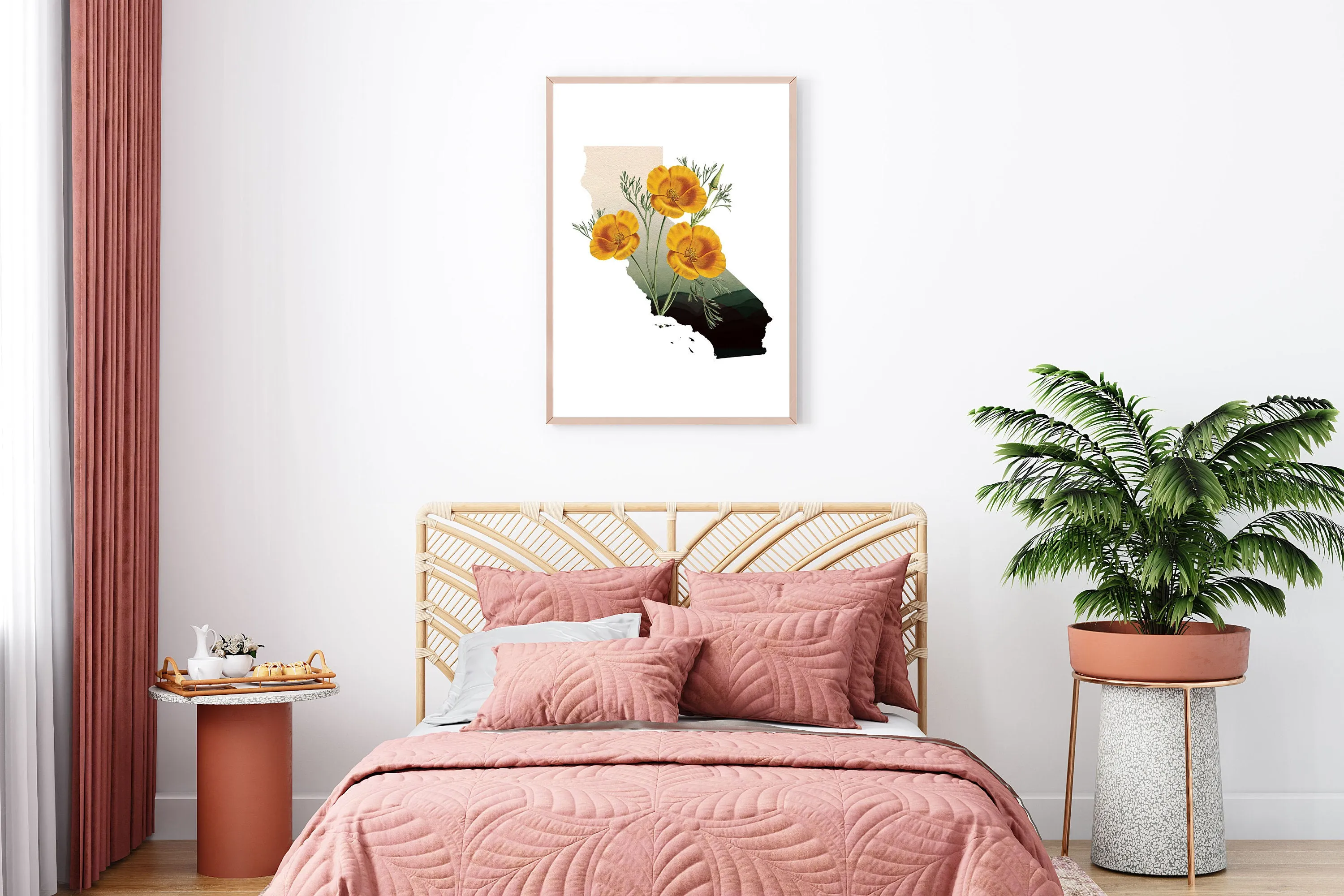 California State Flower Art | California Poppy Decor | Botanical Home Decor | Orange Poppy Sign | Floral Wall Art