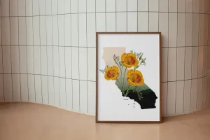 California State Flower Art | California Poppy Decor | Botanical Home Decor | Orange Poppy Sign | Floral Wall Art