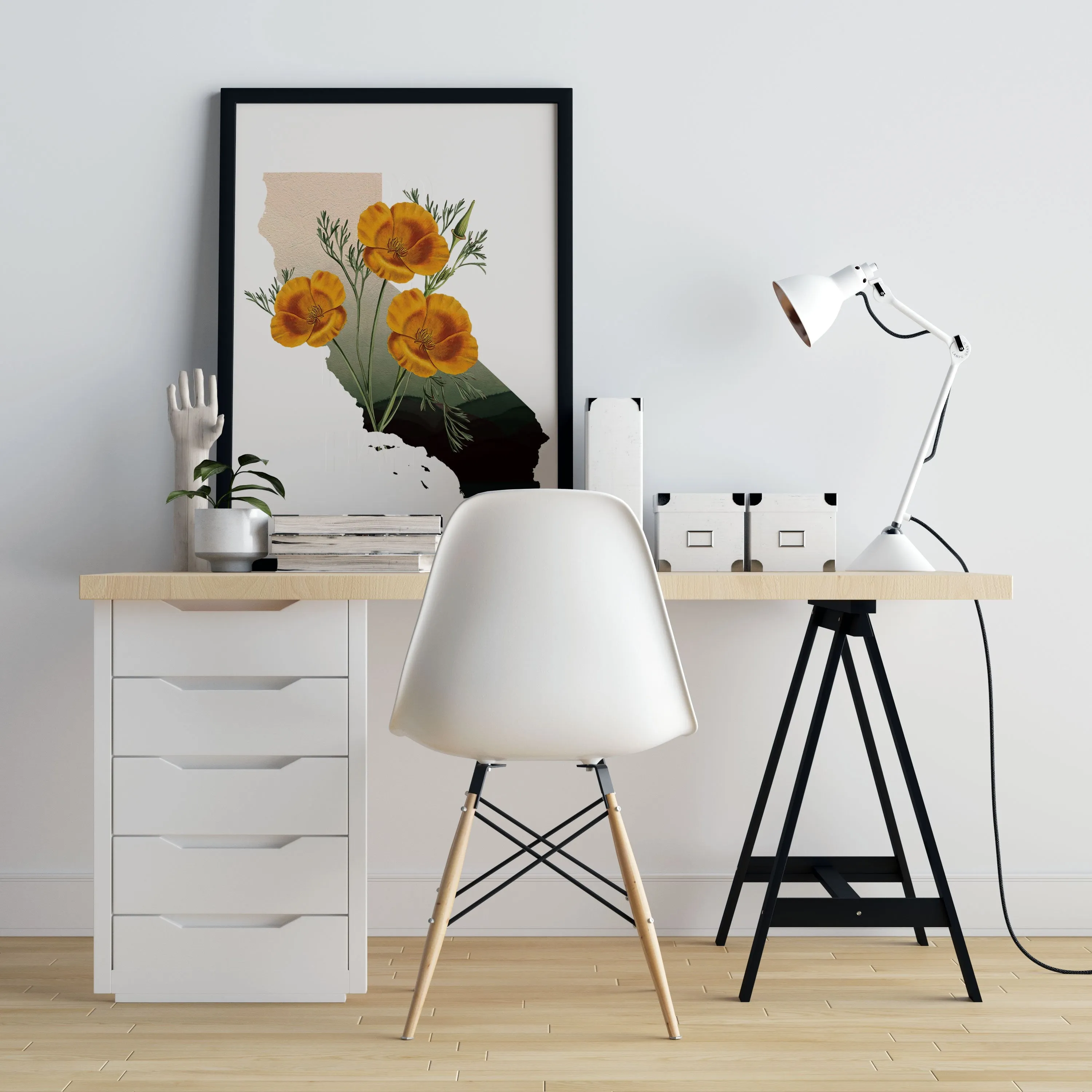 California State Flower Art | California Poppy Decor | Botanical Home Decor | Orange Poppy Sign | Floral Wall Art