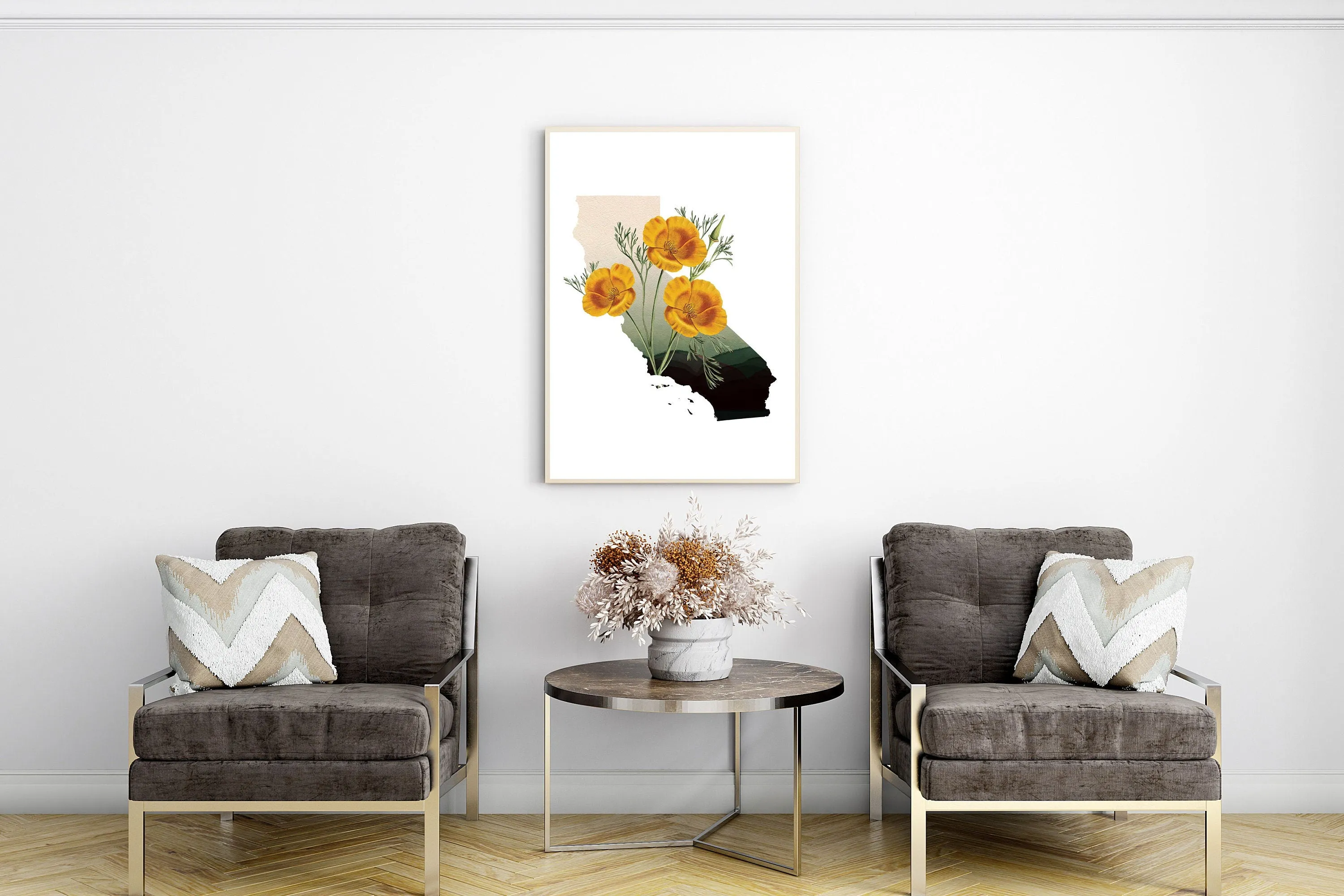 California State Flower Art | California Poppy Decor | Botanical Home Decor | Orange Poppy Sign | Floral Wall Art