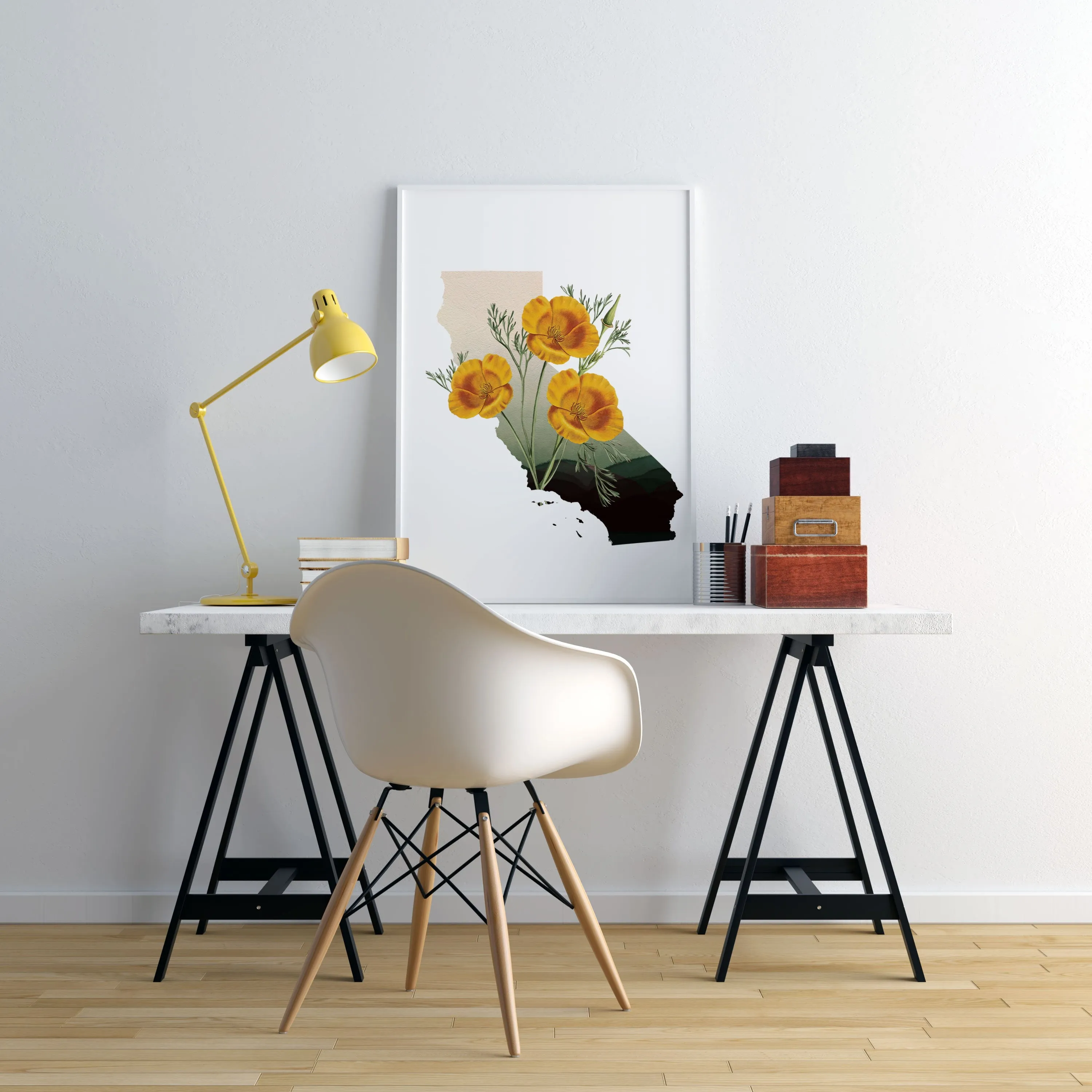 California State Flower Art | California Poppy Decor | Botanical Home Decor | Orange Poppy Sign | Floral Wall Art