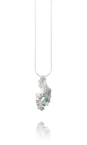 Caterpillar Necklace Silver with Emerald