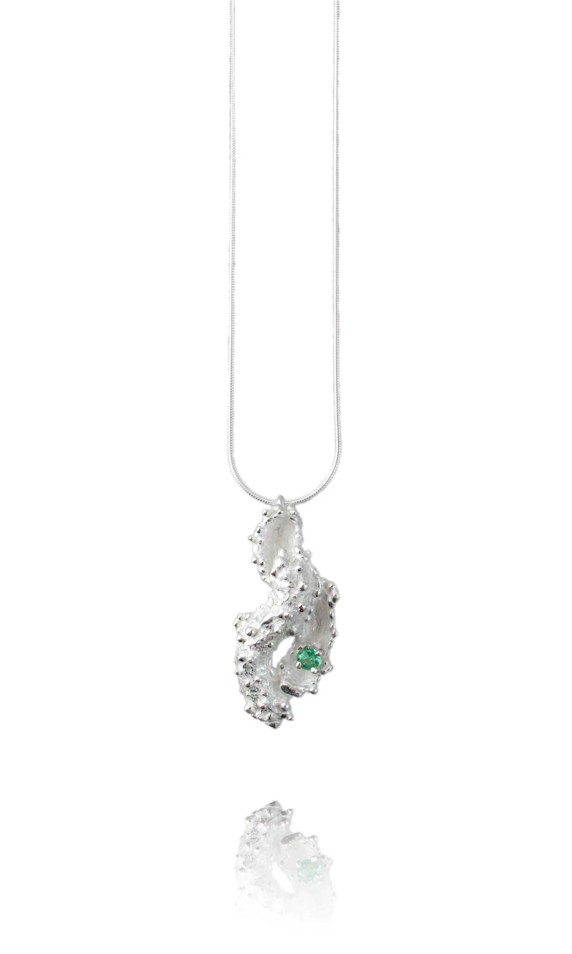 Caterpillar Necklace Silver with Emerald