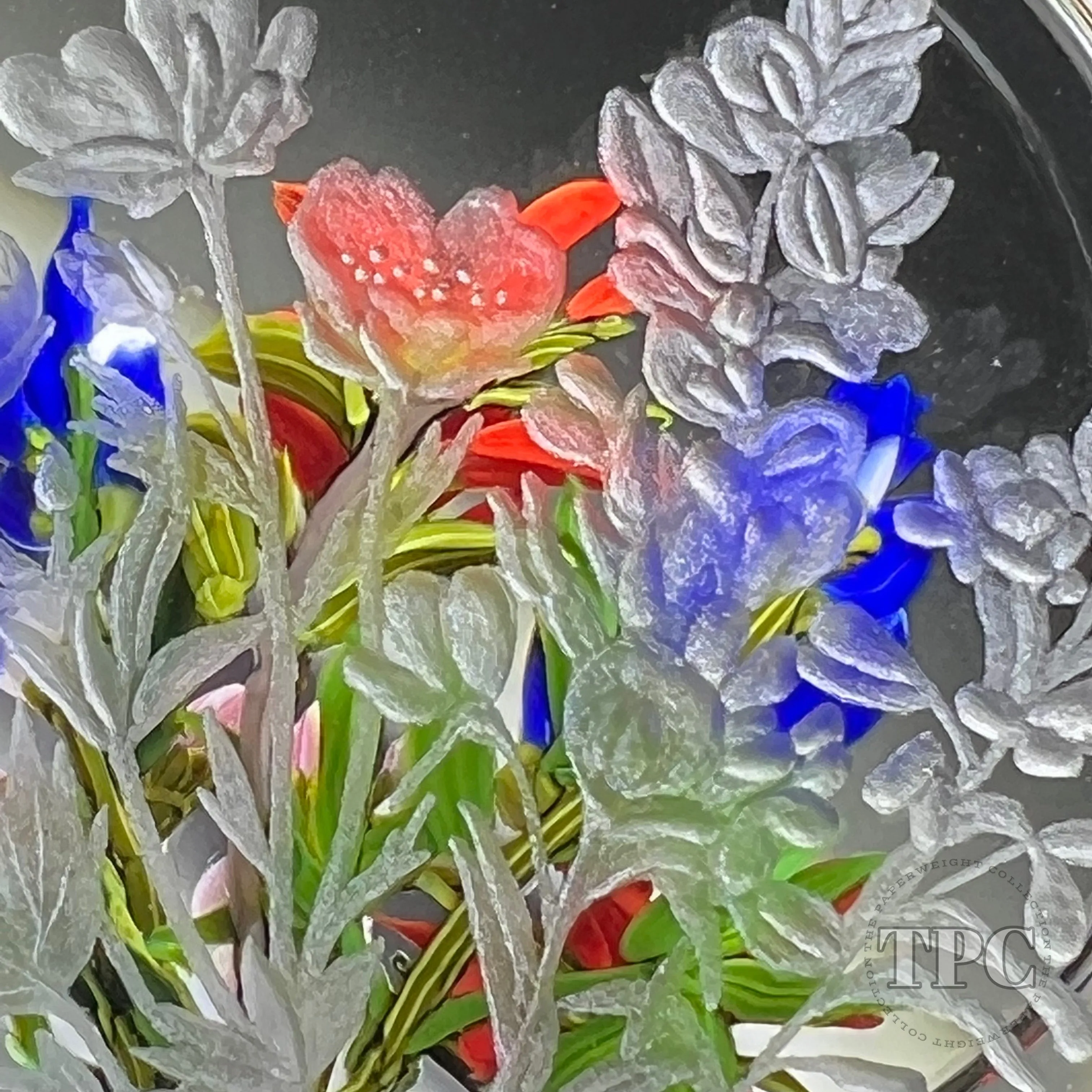 Cathy Richardson 2022 Glass Art Paperweight Flamework & Engraved Colorado Wildflowers