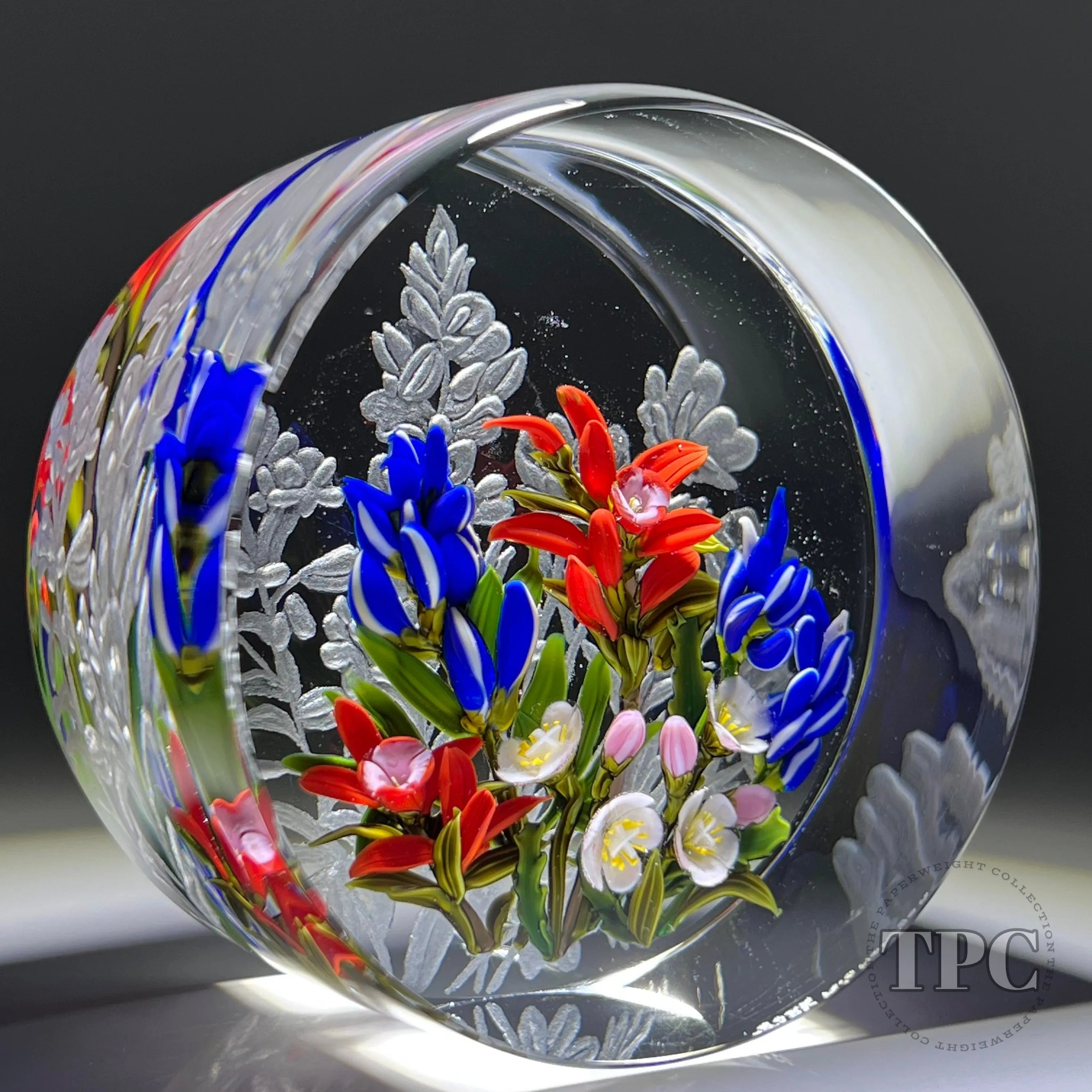 Cathy Richardson 2022 Glass Art Paperweight Flamework & Engraved Colorado Wildflowers